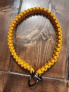 16 Inch-Handmade Paracord Dog Slip Collar in Mustard Yellow.
